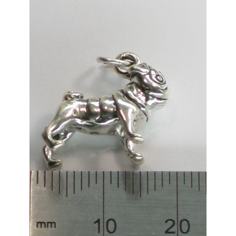 Pug Dog Sterling Silver Charm, Adorable Pet Accessory